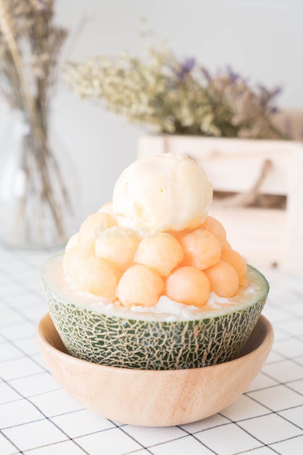 Ice Melon Bingsu, Famous Korean Icecream Stock Photo Image of