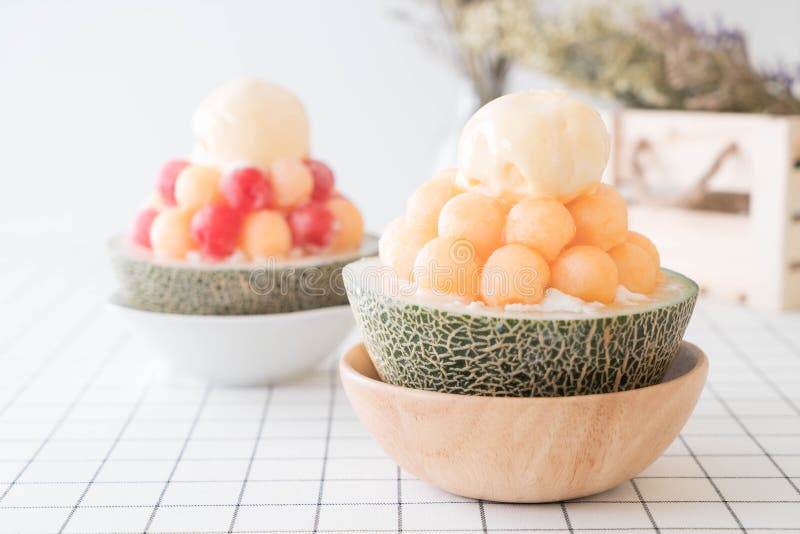 Ice Melon Bingsu, Famous Korean Icecream Stock Image Image of
