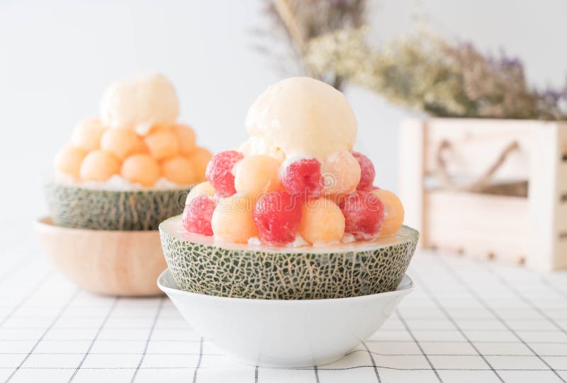 Ice Melon Bingsu, Famous Korean Icecream Stock Image Image of