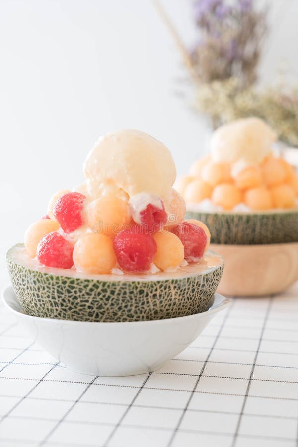 Ice Melon Bingsu, Famous Korean Icecream Stock Photo Image of