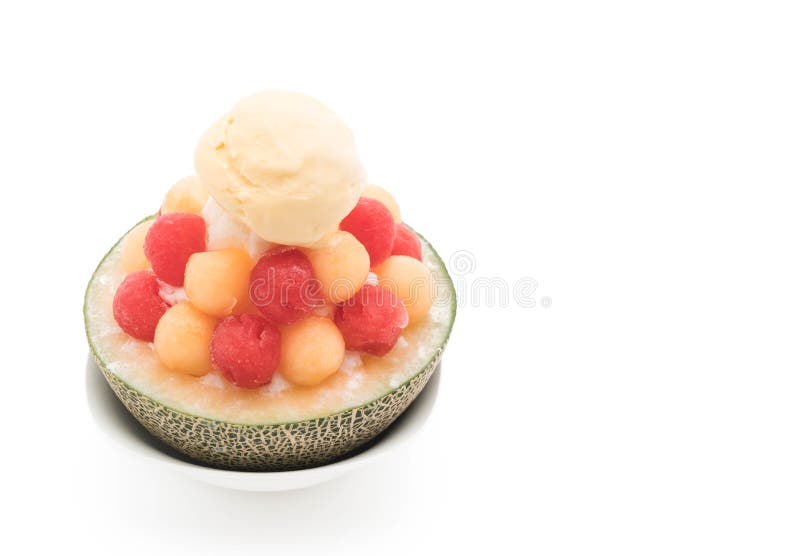 Ice Melon Bingsu, Famous Korean Icecream Stock Photo Image of snow