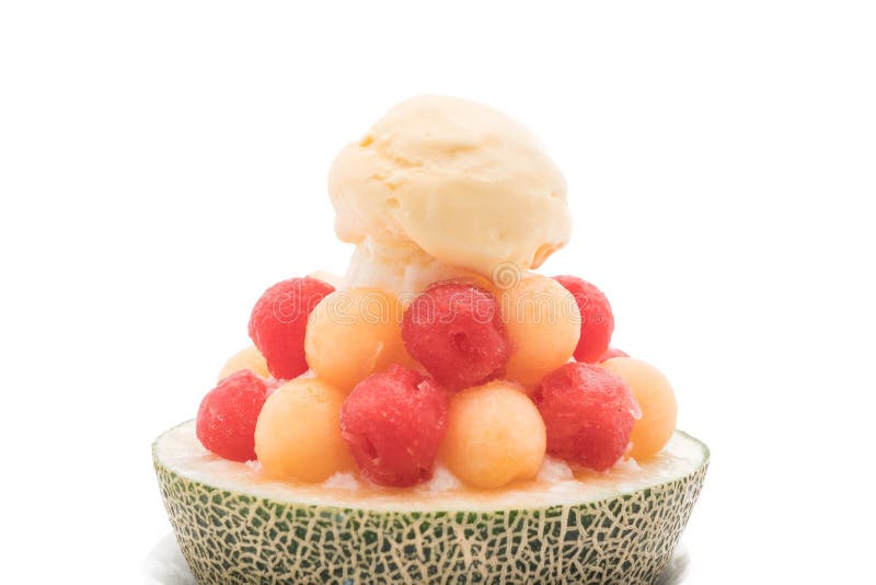 Ice Melon Bingsu, Famous Korean Icecream Stock Image Image of green