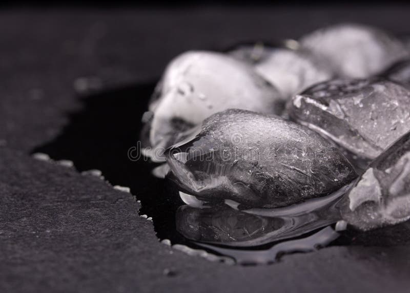 Ice Melting on Black Slate Plate Stock Image Image of freezer, liquid