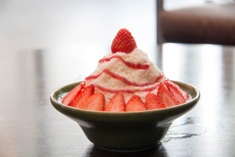 Ice milk Korean dessert, bingsu with royalty free stock photo