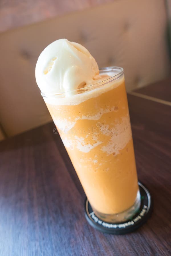 Ice Milk Tea with Icecream Stock Image Image of refreshing, isolated