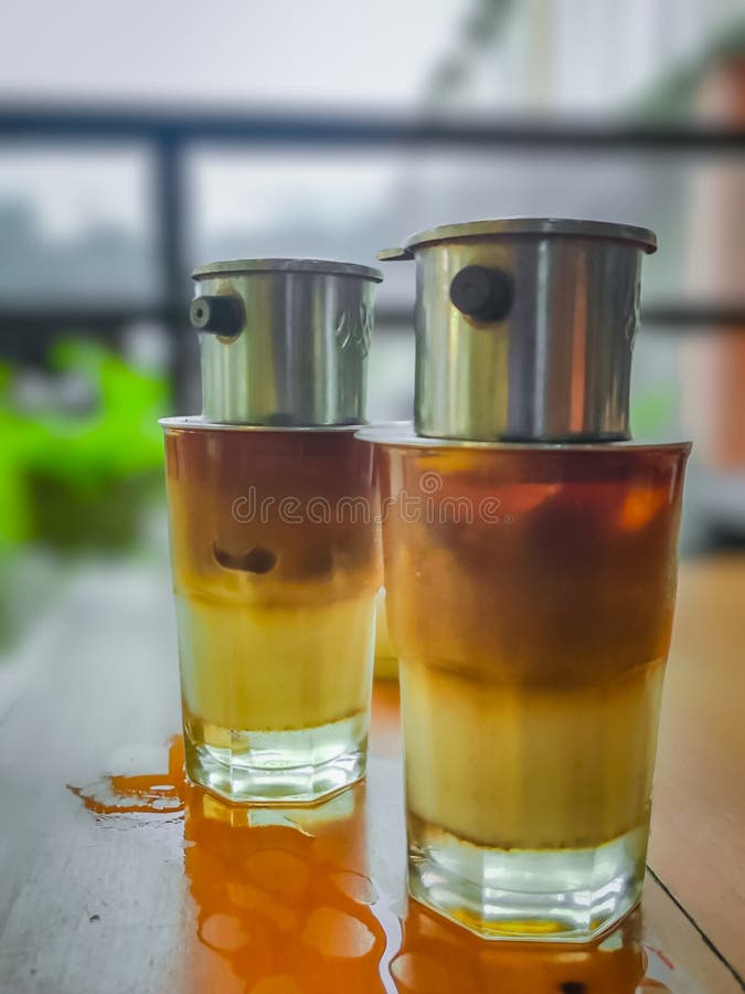 Ice Milky Coffee Vietnam Drip Stock Image Image of drip, green 244247513