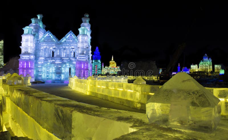 Ice Sculptures at the Harbin Ice and Snow World in Harbin China