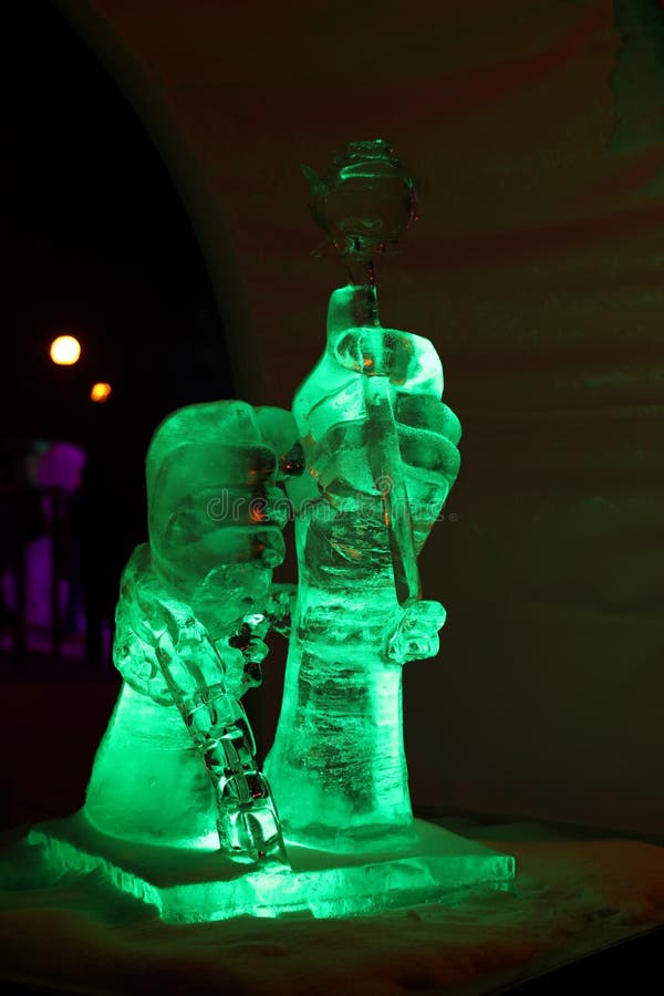 Ice Sculptures Winter Night Editorial Photography Image of arctic