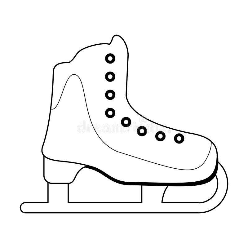 Ice Skate Boot Sport Symbol in Black and White Stock Vector