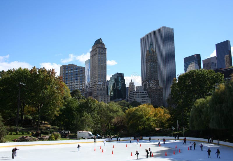 Ice Skating in Central Park Stock Photo Image of modern, skyline 1597386