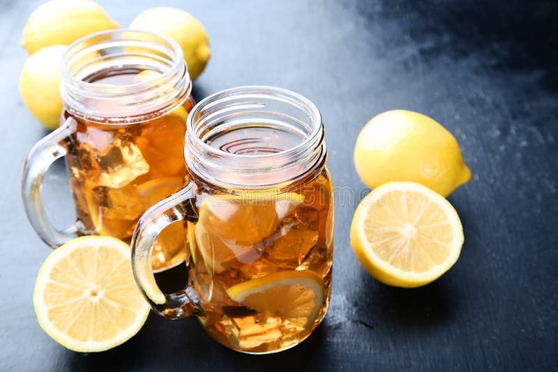 Ice tea in glass jars
