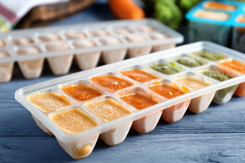 Ice Tray with Frozen Vegetable Puree Stock Photo Image of natural