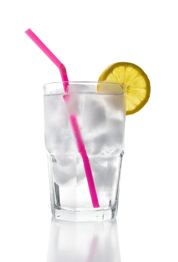 Ice Water with Lemon, Straw stock images