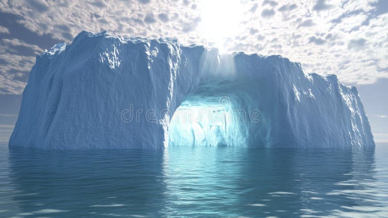 An Iceberg Archway With Sunbeams Shining Through vector illustration