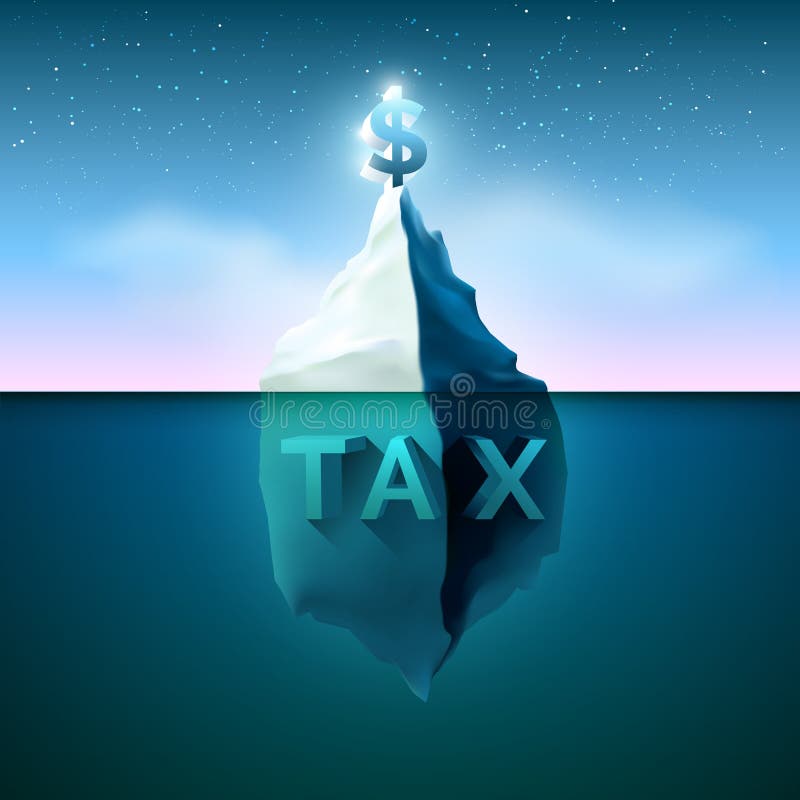 Iceberg com iluminação da estrela no céu compare do salário e taxe