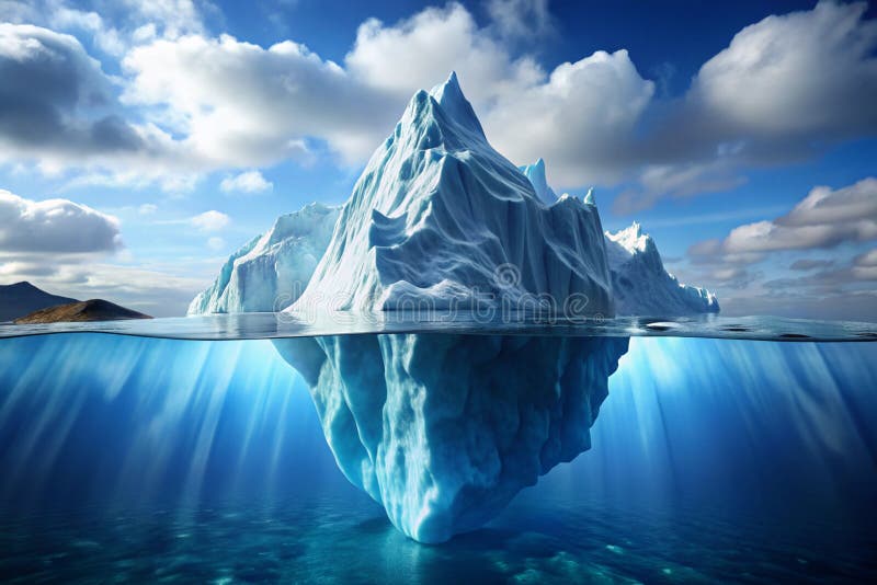Iceberg dans l'océan concept de menace ou de danger caché illustration stock