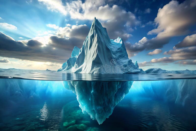 Iceberg dans l'océan concept de menace ou de danger caché illustration de vecteur