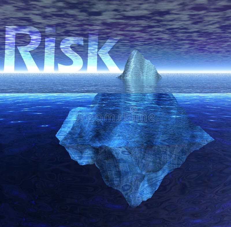 Iceberg di galleggiamento nell'oceano con il testo di rischio royalty illustrazione gratis Iceberg di galleggiamento nell'oceano con il testo di rischio royalty illustrazione gratis
