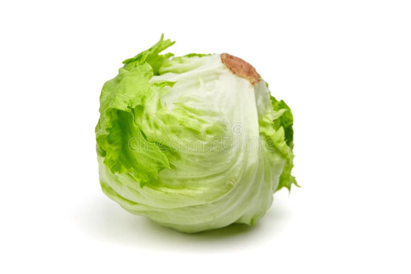 Iceberg Lettuce, Leafy Green Vegetable Isolated on White Stock Photo