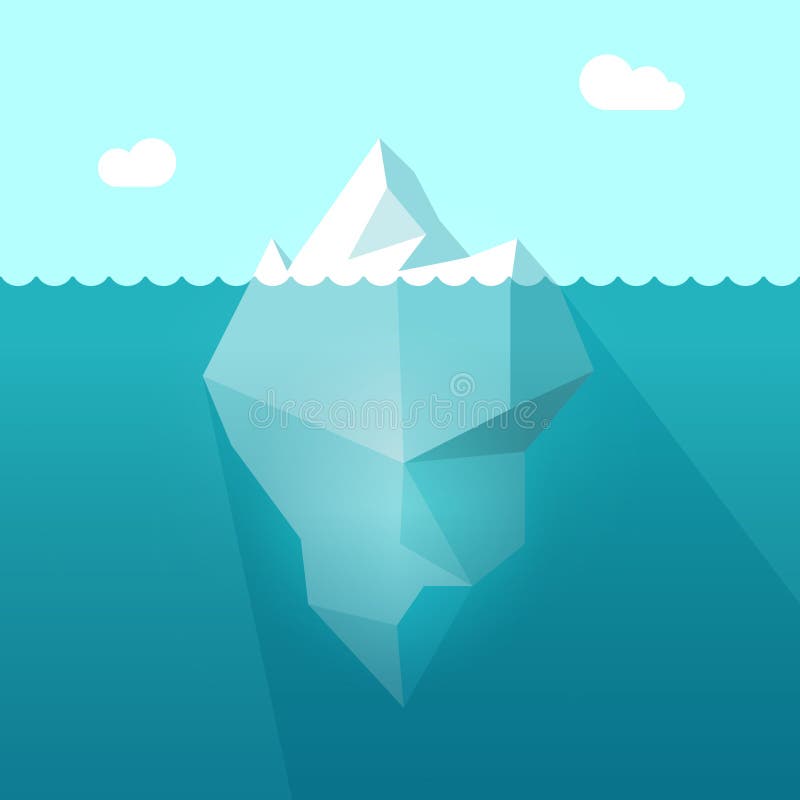 Iceberg nell'illustrazione di vettore dell'acqua dell'oceano, iceberg che fa galleggiare parte subacquea illustrazione di stock Iceberg nell'illustrazione di vettore dell'acqua dell'oceano, iceberg che fa galleggiare parte subacquea illustrazione di stock