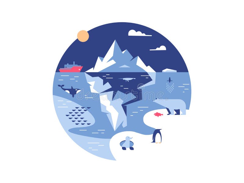 Iceberg no mar ou no oceano ilustração royalty free Iceberg no mar ou no oceano ilustração royalty free