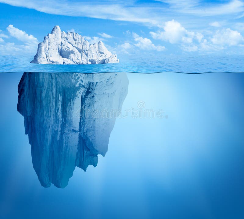 Iceberg no oceano Conceito escondido da ameaça ilustração 3D