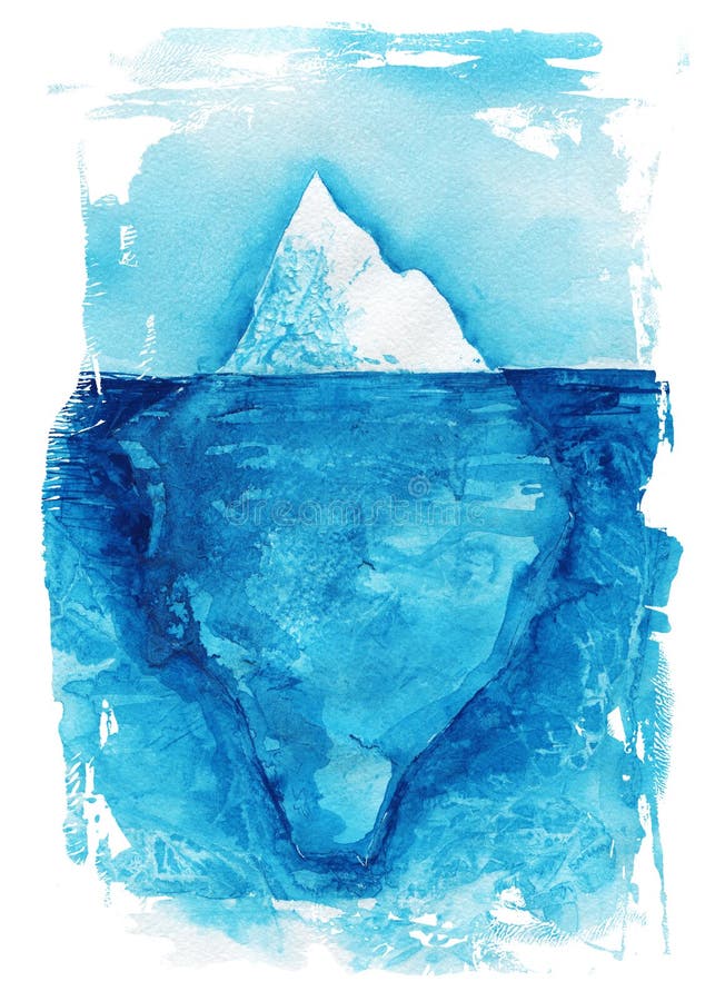 iceberg Paisagem do mar Ilustração da pintura da mão da aquarela do oceano ilustração stock iceberg Paisagem do mar Ilustração da pintura da mão da aquarela do oceano ilustração stock