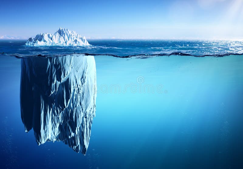 Iceberg que flutua no mar - aparência e aquecimento global