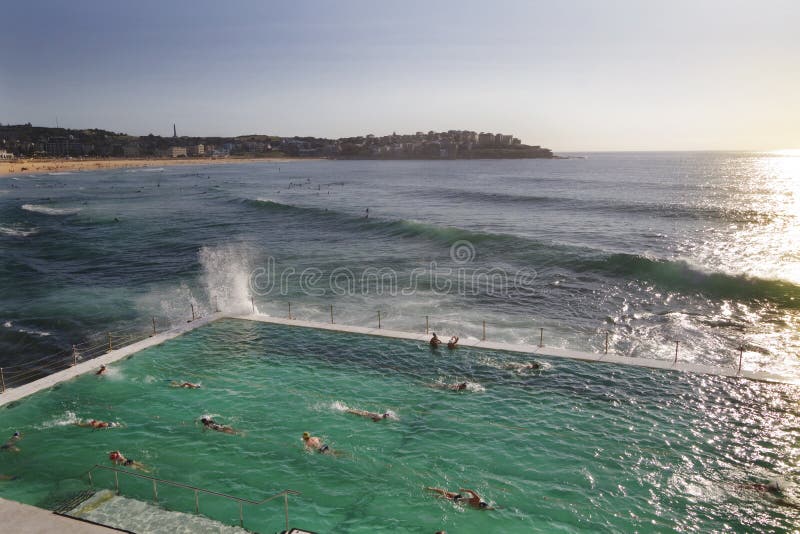 Icebergs de Bondi en la piscina del océano de los baños de Bondi, Sydney, Australia fotografía de archivo libre de regalías Icebergs de Bondi en la piscina del océano de los baños de Bondi, Sydney, Australia fotografía de archivo libre de regalías