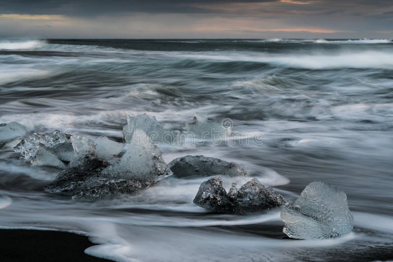 Icebergs in ice beach, Iceland