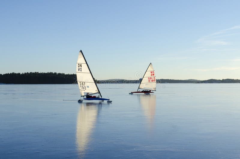 Iceboats in Stockholm archipelago