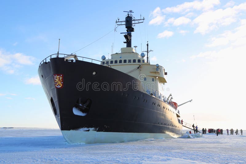 Icebreaker Sampo during unique cruise in frozen Baltic Sea