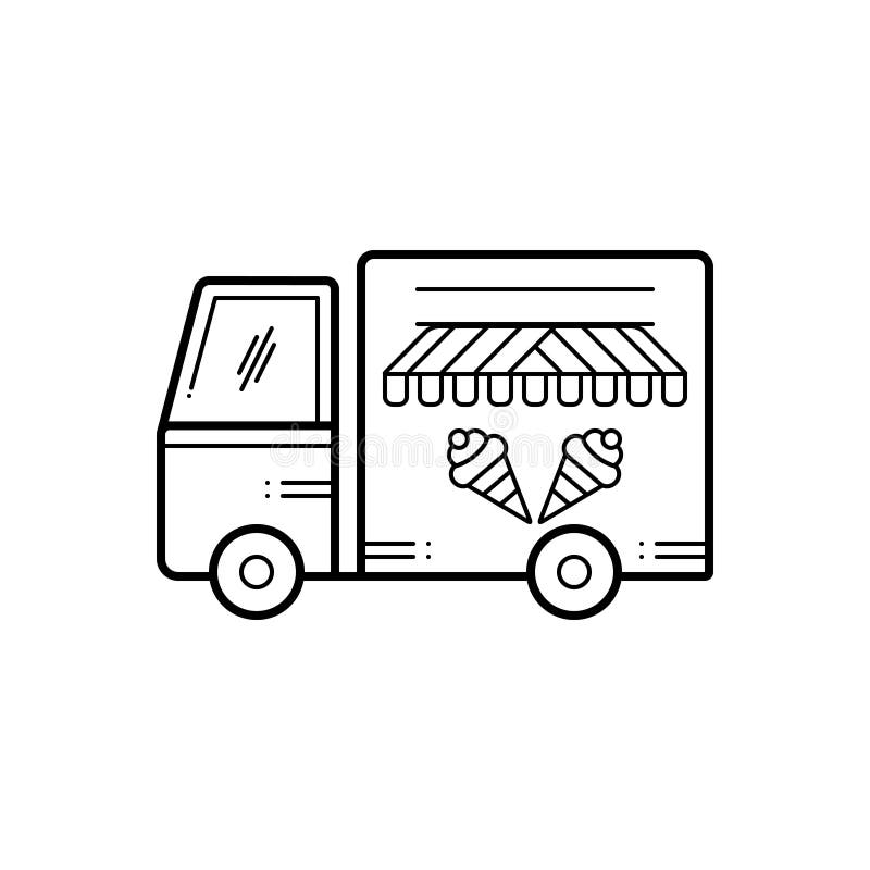 Black Line Icon for Icecream Van, Carriage and Town Stock Vector ...