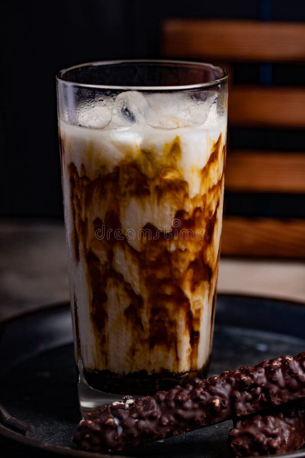 Iced Brown Sugar Fresh Milk Drink in a Clear Glass Stock Image Image of dessert, chocolate