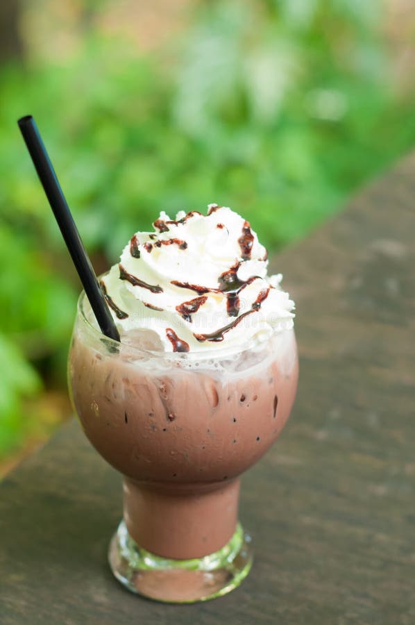 Iced chocolate with whipped cream.