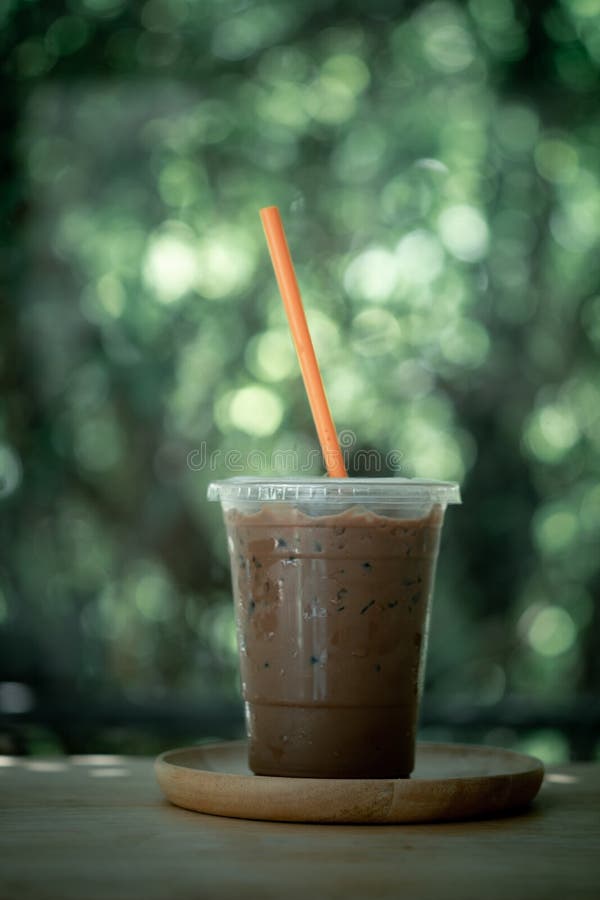 Iced Coffee In Disposable Plastic Cup Stock Photo Image Of Clear