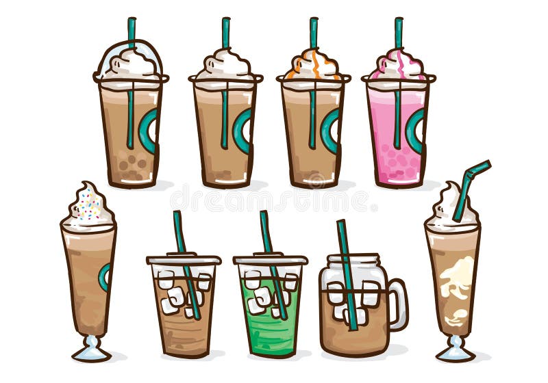 Iced coffee icon set design vector cold drinks for restaurants and iced cold drinks