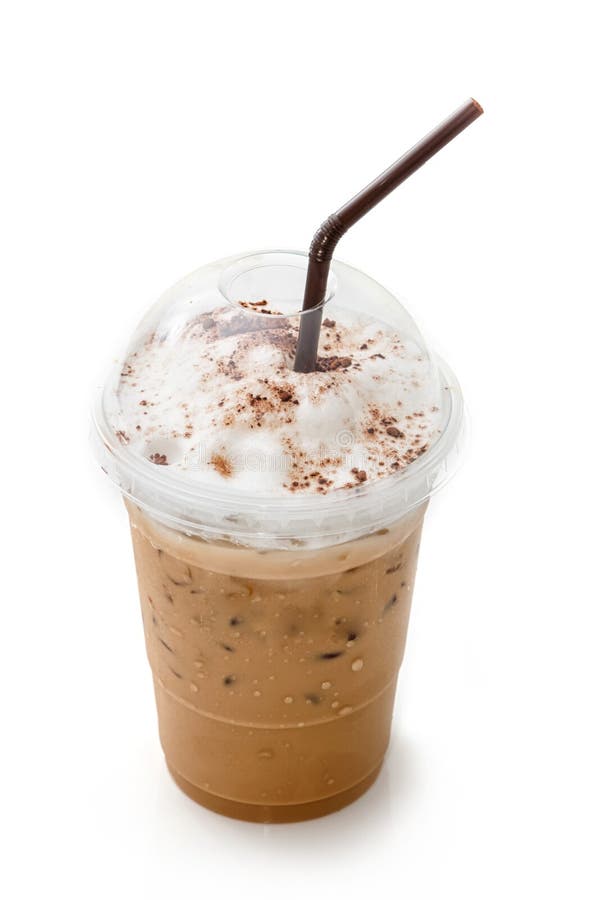 Iced Coffee Latte in Takeaway Cup Stock Image - Image of background