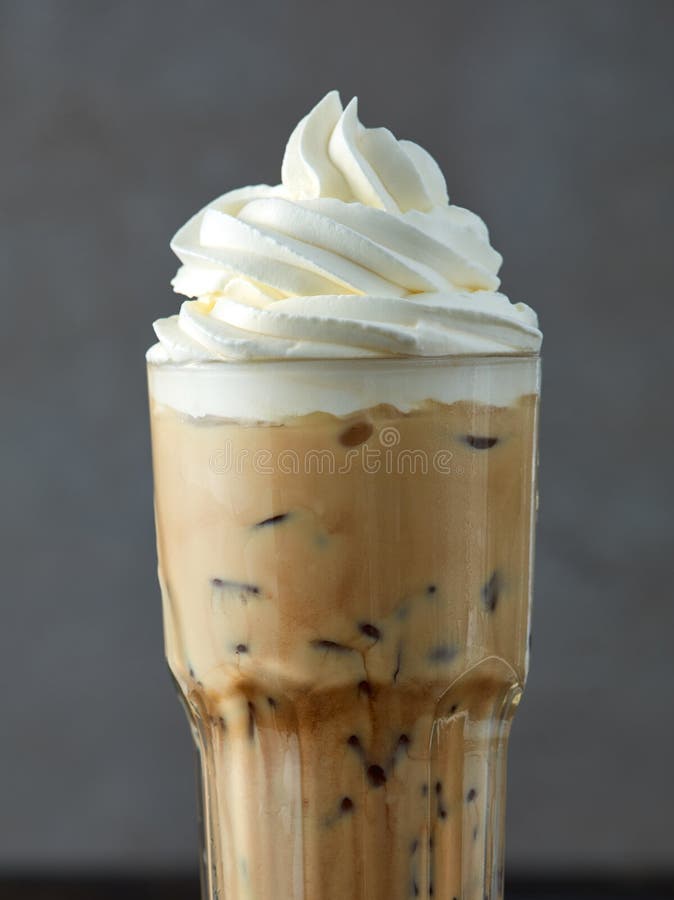 Iced Coffee Latte With Whipped Cream Stock Photo - Image of frozen