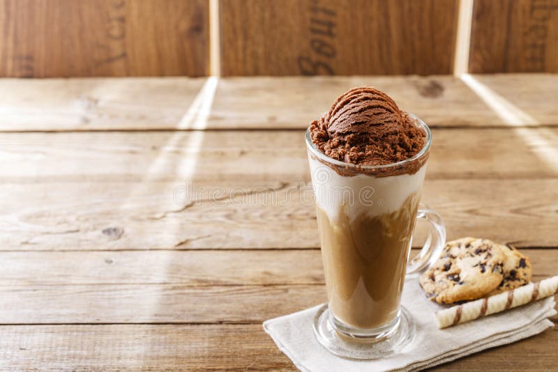 Iced Coffee with Milk and Ice Cream Stock Image Image of cold
