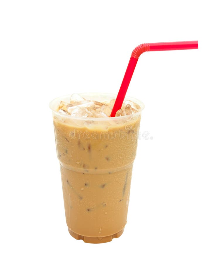 Iced coffee drink on glass jar with straw. Stock Photo by Civil