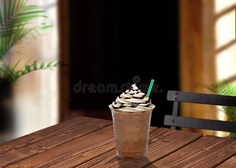 https://thumbs.dreamstime.com/b/iced-coffee-table-frappuccino-plastic-takeaway-to-go-cup-wooden-cafe-151776162.jpg