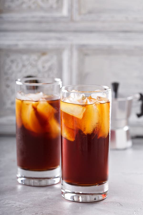 Iced Coffee in Tall Glasses Stock Photo Image of beverage, chocolate