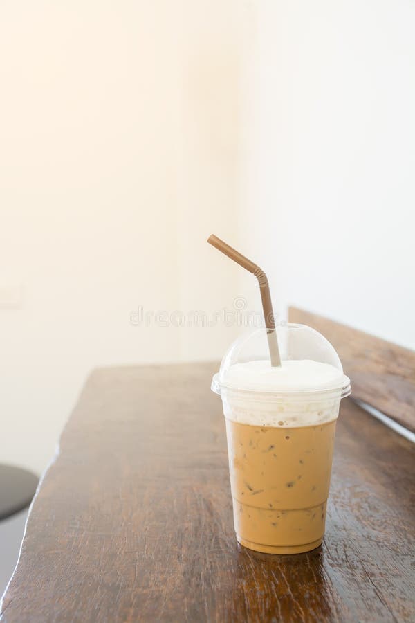 Iced Coffee on Wooden Table in Coffee Shop Stock Image Image of fresh, milk 72300191