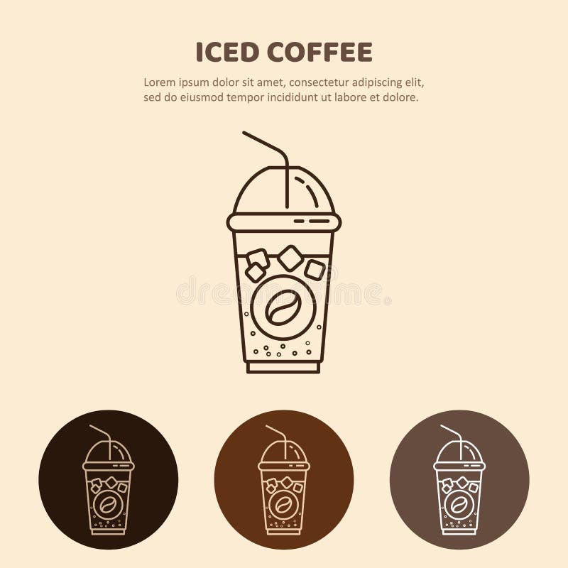 Iced coffee line icon. Iced Drink vector icon. Linear restaurant, shop pictogram.