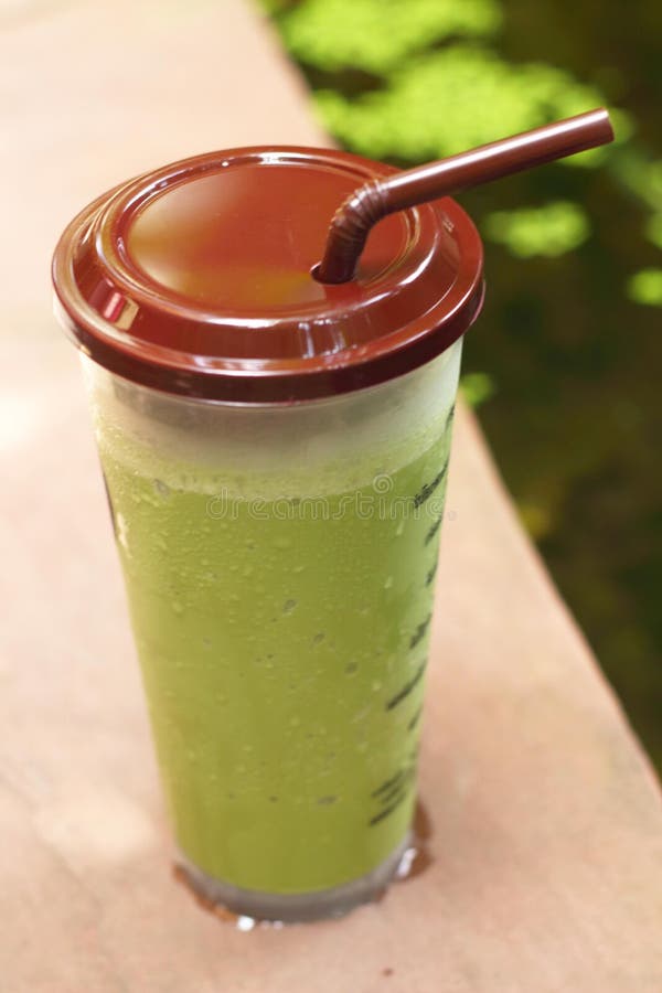 Iced Green Tea or Green Tea Smoothie Stock Photo - Image of creamy ...