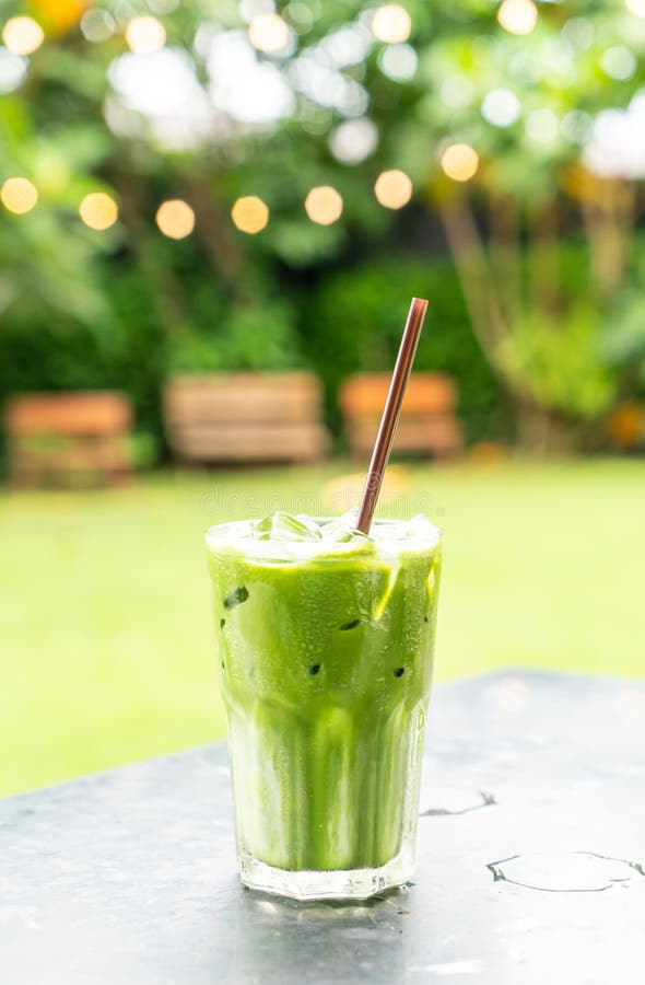 Green tea with milk stock image. Image of cool, drink 149610729