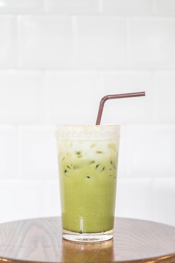 Iced green tea with milk stock image. Image of cold 109348509