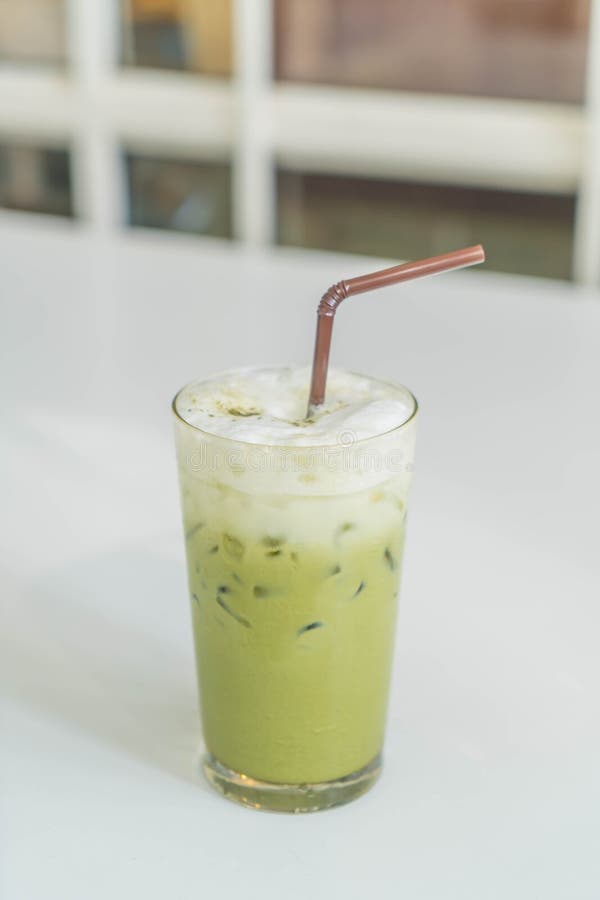 Iced green tea with milk stock image. Image of white 113035895