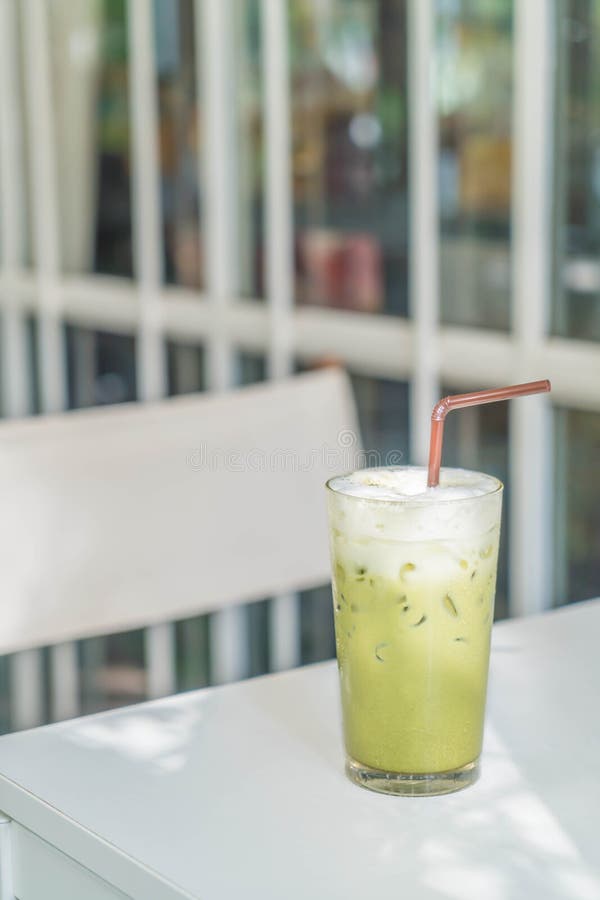 Iced green tea with milk stock photo. Image of cream 114384038